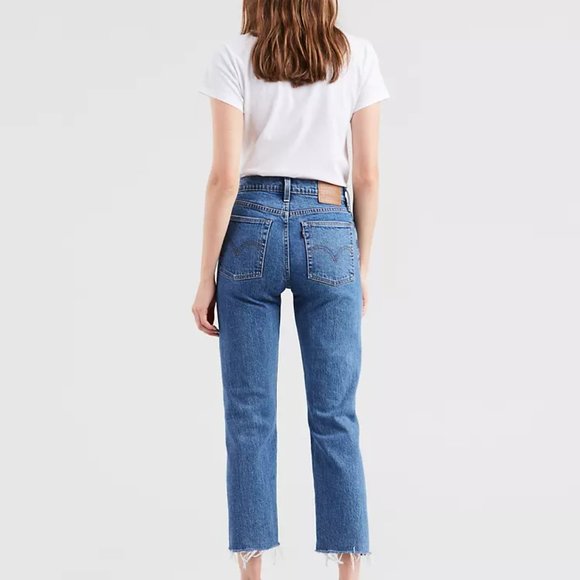 Levi's Wedgie Straight Button Fly Jeans Two Minds Wash Sz 28 - Picture 2 of 12